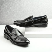 Men Premium Leather Black Monk Strap Partywear Shoes (Update-76-Black)