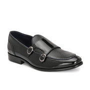 Men Premium Leather Black Monk Strap Partywear Shoes (Update-76-Black)