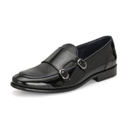 Men Premium Leather Black Monk Strap Partywear Shoes (Update-76-Black)