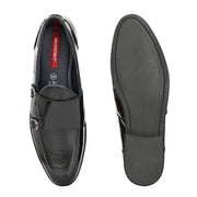 Men Premium Leather Black Monk Strap Partywear Shoes (Update-76-Black)