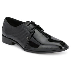 Men Premium Leather Black Lace-Up Formal Derby Shoes (V-Paris-65)