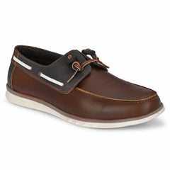 Men Premium Leather Casual Derby Shoes (Danial-66-Tan/Grey)