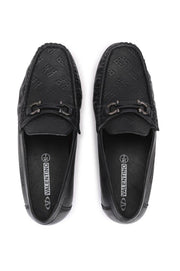 Men Premium Leather Black Casual Slip On Shoe (Churchil-02-Black)