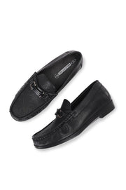 Men Premium Leather Black Casual Slip On Shoe (Churchil-02-Black)