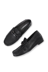 Men Premium Leather Black Casual Slip On Shoe (Maik-02)