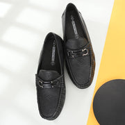 Men Premium Leather Black Casual Slip On Shoe (Churchil-02-Black)