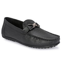 Men Premium Leather Black Slip On Loafer (Globus-25)