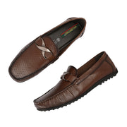 Men Premium Leather Brown Slip On Loafer (Prado-25-Brown)