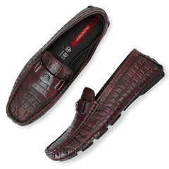 Men Premium Leather Brushoff Casual Slip On Driving Loafers (Romson-28-Brushoff)