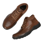 Men Premium Leather Brown Lace-Up Casual Boots (NonStop-80-Brown)
