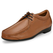 Men Premium Leather Cognac Casual Derby Shoes (Churchil-50-Cognac)