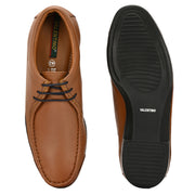 Men Premium Leather Cognac Casual Derby Shoes (Churchil-50-Cognac)