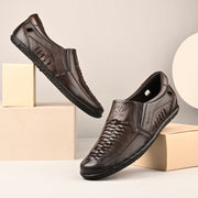 Men Premium Leather Brown Slip-On Formal Shoes (CityWalker-40-Brown-Choco)