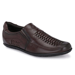 Men Premium Leather Brown Slip-On Formal Shoes (Rome-40)