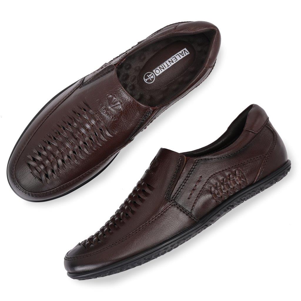 Men Premium Leather Brown Slip-On Formal Shoes (Rome-40)