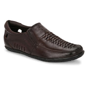Men Premium Leather Brown Slip-On Formal Shoes (CityWalker-40-Brown-Choco)
