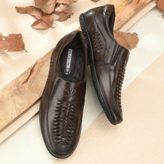 Men Premium Leather Brown Slip-On Formal Shoes (Rome-40)