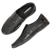 Men Premium Leather Black Slip-On Formal Shoes (CityWalker-40-Black)