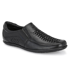 Men Premium Leather Black Slip-On Formal Shoes (Rome-40)