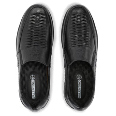 Men Premium Leather Black Slip-On Formal Shoes (Rome-40)