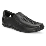 Men Premium Leather Black Slip-On Formal Shoes (CityWalker-40-Black)