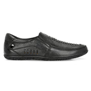Men Premium Leather Black Slip-On Formal Shoes (CityWalker-40-Black)