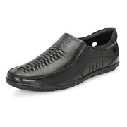 Men Premium Leather Black Slip-On Formal Shoes (CityWalker-40-Black)