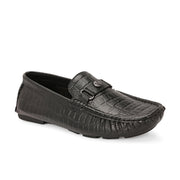 Men Premium Leather Black Casual Slip On Driving Loafers (Emporio-28-Black)