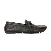 Men Premium Leather Black Casual Slip On Driving Loafers (Emporio-28-Black)