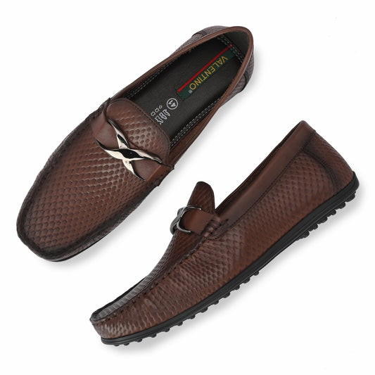 Men Premium Leather Brown Slip On Loafer (Globus-25)