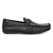Men Premium Leather Black Slip On Loafer (Prado-25-Black)