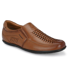 Men Premium Leather Tan Slip-On Formal Shoes (Rome-40)