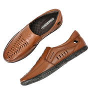 Men Premium Leather Tan Slip-On Formal Shoes (CityWalker-40-Tan)