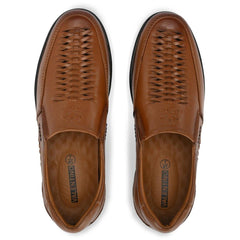 Men Premium Leather Tan Slip-On Formal Shoes (Rome-40)