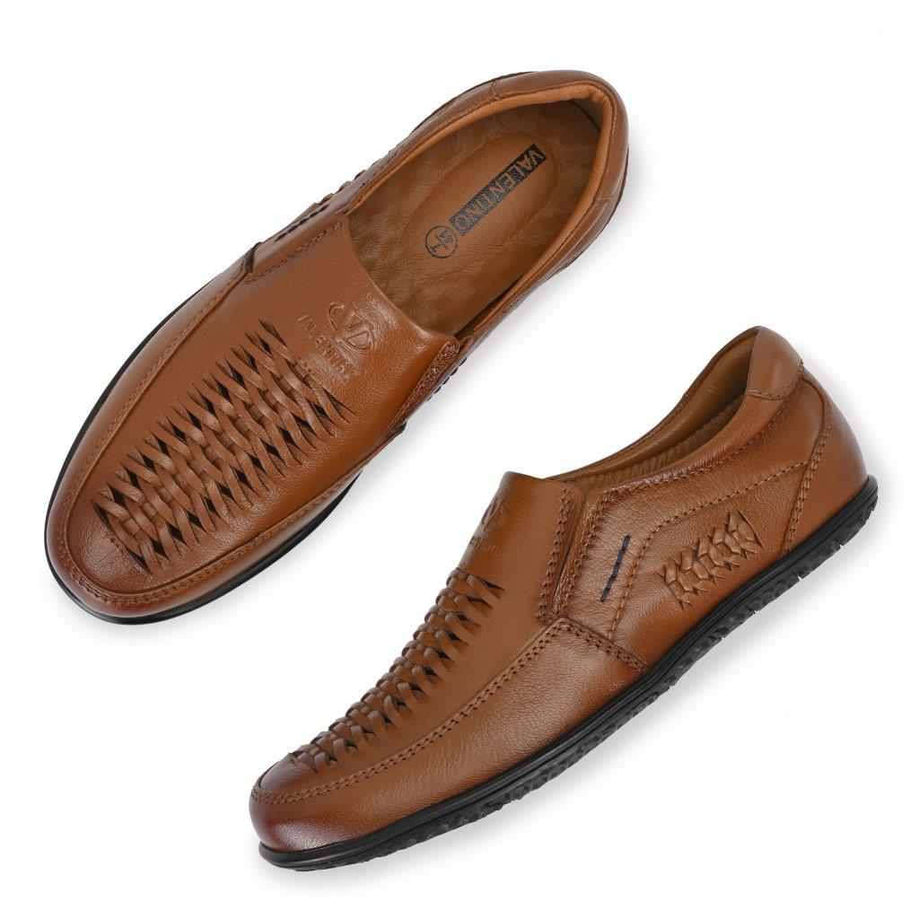 Men Premium Leather Tan Slip-On Formal Shoes (Rome-40)