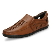 Men Premium Leather Tan Slip-On Formal Shoes (CityWalker-40-Tan)