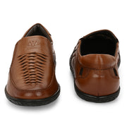 Men Premium Leather Tan Slip-On Formal Shoes (CityWalker-40-Tan)