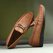 Men Premium Leather Cognac Casual Slip On Shoe (Churchil-02-Cognac)