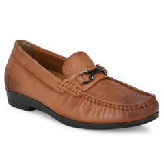 Men Premium Leather Cognac Casual Slip On Shoe (Maik-02)