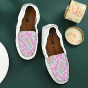 Women Premium Leather White Slip On Flexible Loafer (W-Flexy-20-White)