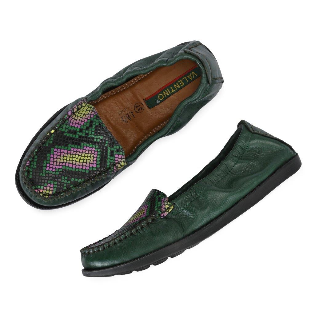 Women Premium Leather Green Slip On Flexible Loafer (W-Jenia-20-Green)