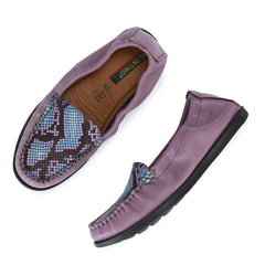 Women Premium Leather Lilac Slip On Flexible Loafer (W-Jenia-20-Lilac)