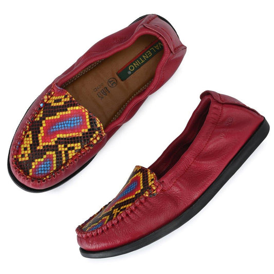 Women Premium Leather Red Slip On Flexible Loafer (W-Jenia-20-Red)