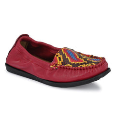 Women Premium Leather Red Slip On Flexible Loafer (W-Jenia-20-Red)