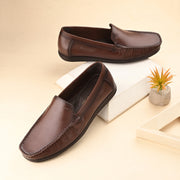 Men Premium Leather Brown Slip On Loafer (V-Class-01-Brown)