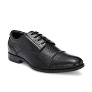 Men Premium Leather Black Lace-Up Formal Derby Shoes (Winston-60-Black)