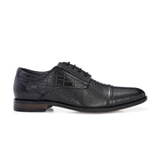 Men Premium Leather Black Lace-Up Formal Derby Shoes (Winston-60-Black)