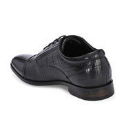 Men Premium Leather Black Lace-Up Formal Derby Shoes (Winston-60-Black)