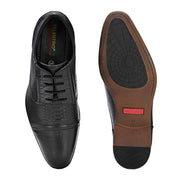 Men Premium Leather Black Lace-Up Formal Derby Shoes (Winston-60-Black)