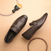 Men Premium Leather Brown Slip On Shoes (WalkFree-21-Brown)